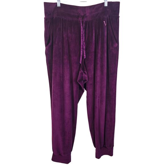Victoria Secret Velour Burgundy Athletic Lounge Sweatpants XL - Picture 1 of 4